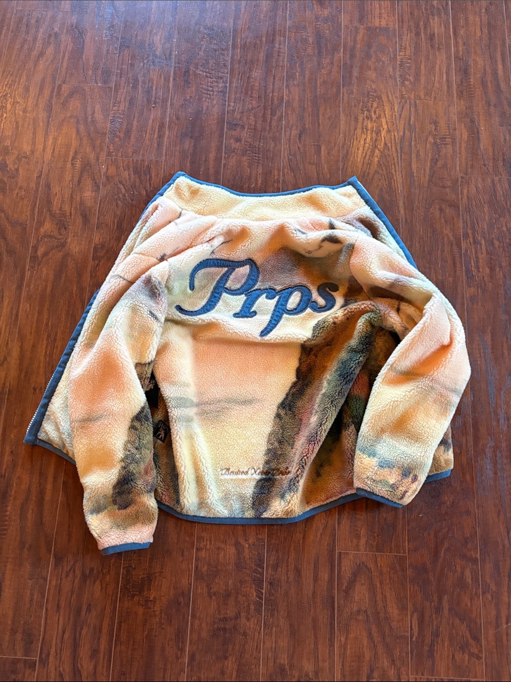 PRPS Peach and Blue Fleece Jacket with Script Logo